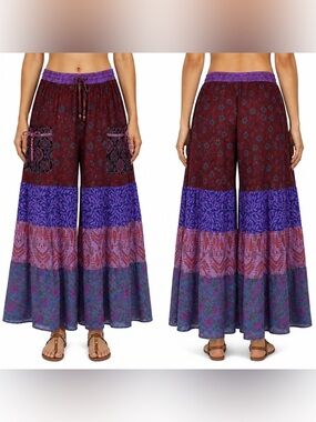 Hippie Forever Handmade Patchwork Palazzo Pants Womens SZ OS Enchanted Fairycore